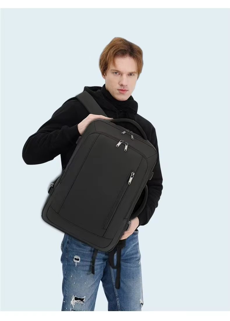 Water-Resistant Large Capacity Expandable USB Business Polyester Laptop Backpack product detail