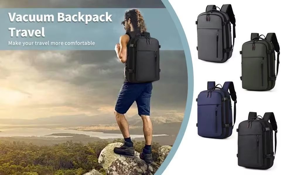 Large Capacity Expandable USB Business Travel Oxford Vacuum Backpack product detail