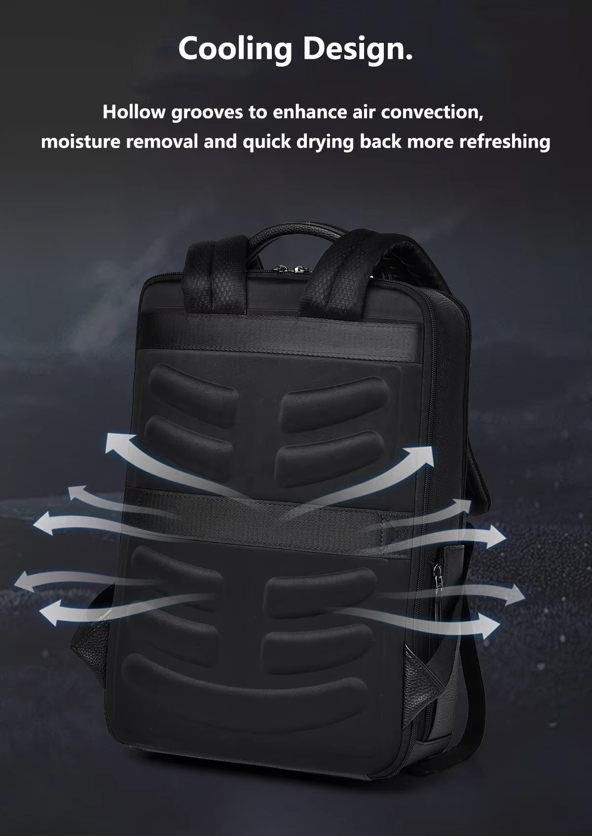 Water-Resistant USB Business School PU Leather Laptop Backpack product detail