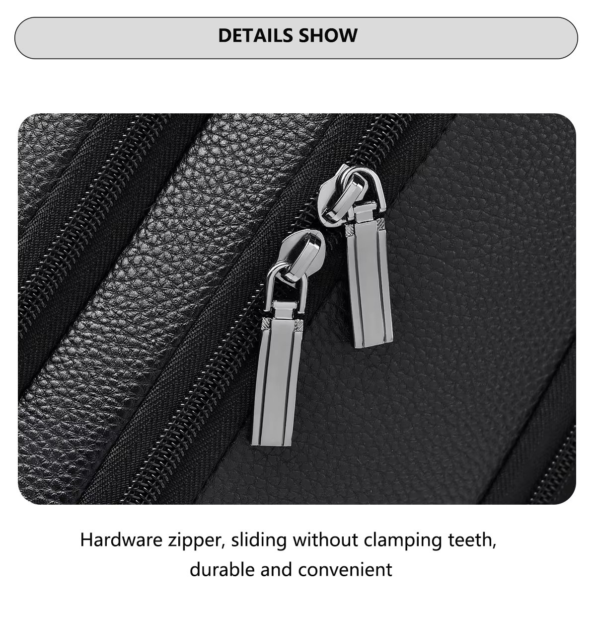 Water-Resistant USB Business School PU Leather Laptop Backpack product detail