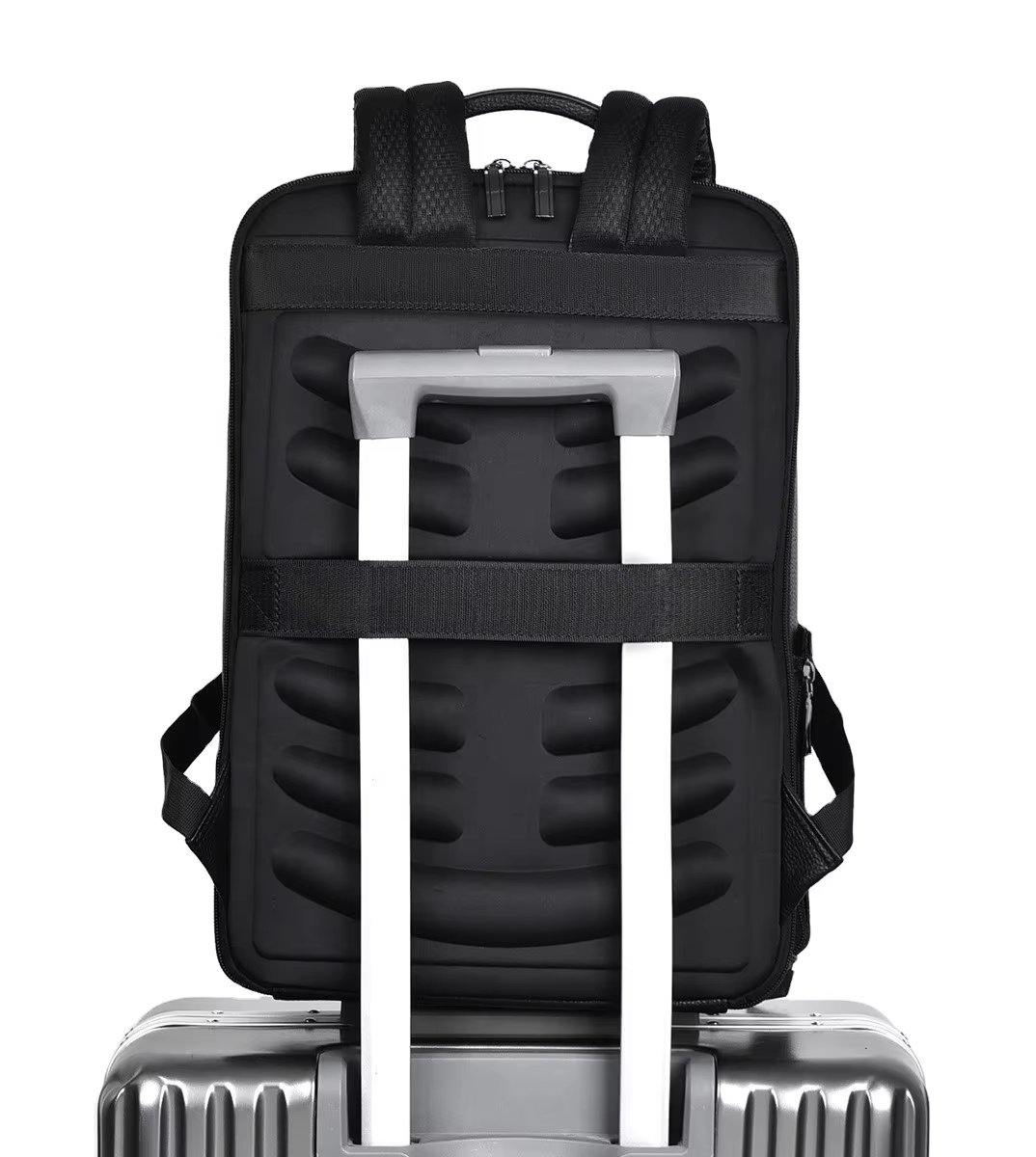 Water-Resistant USB Business School PU Leather Laptop Backpack product detail