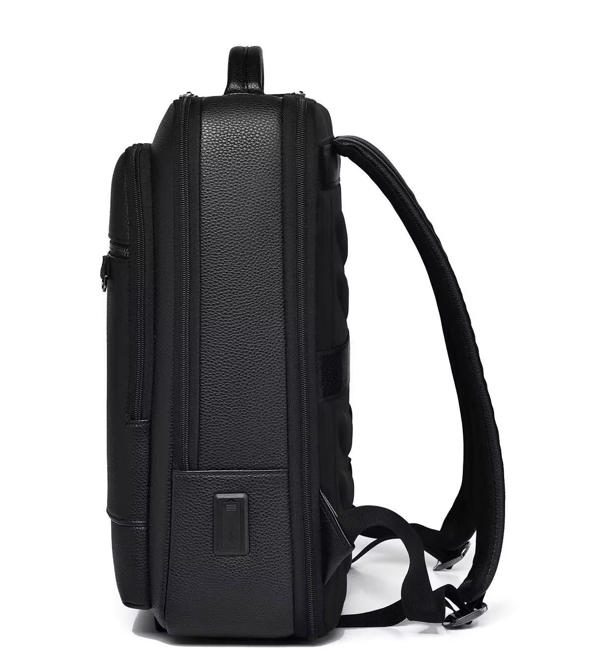 Water-Resistant USB Business School PU Leather Laptop Backpack product detail