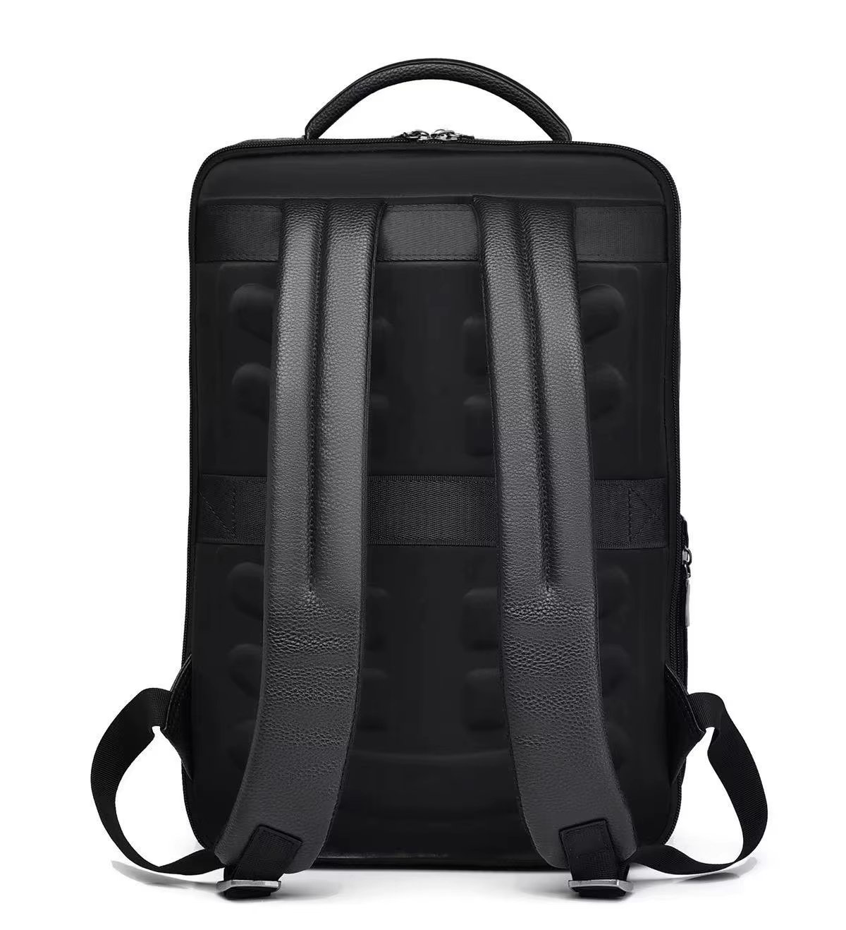 Water-Resistant USB Business School PU Leather Laptop Backpack product detail