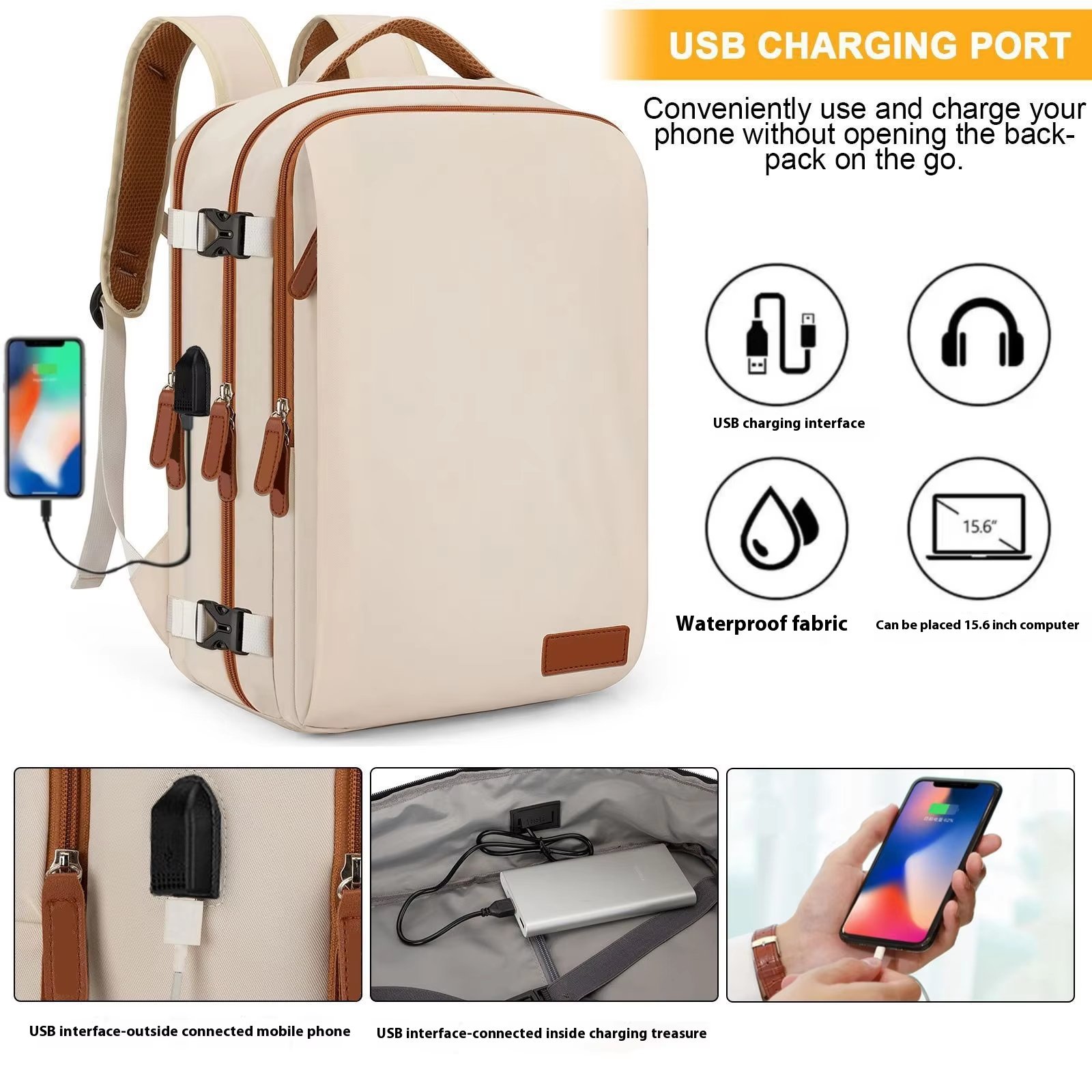 Water-Resistant Large Capacity Business Travel School Oxford Laptop Backpack product detail