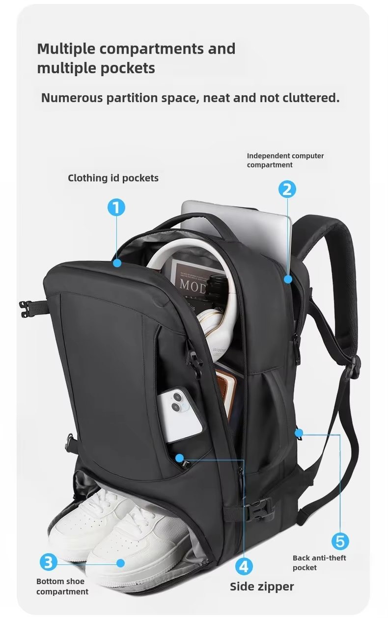 Water-Resistant Large Capacity Expandable Business Travel Oxford Laptop Backpack product detail