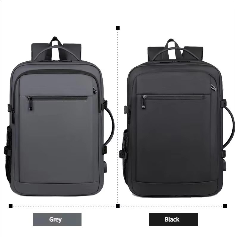 Water-Resistant USB Modern Business Travel PU Leather Laptop Backpack product detail