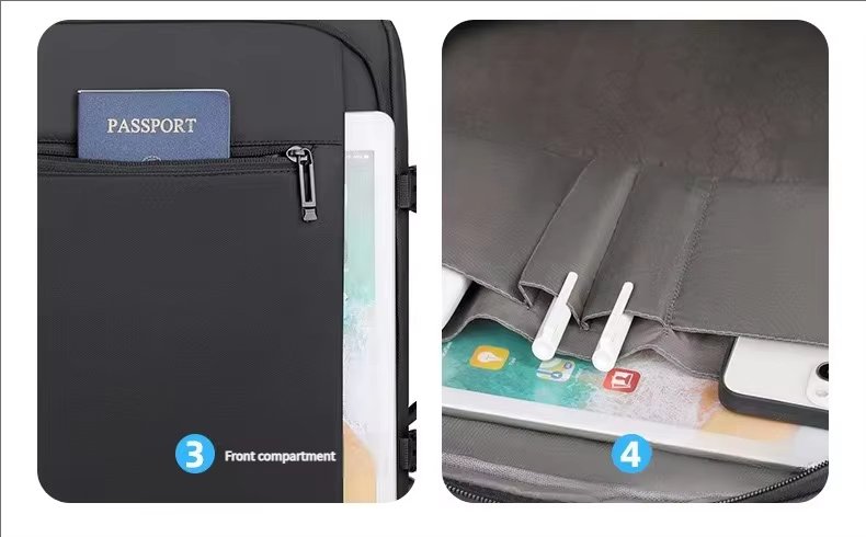 Water-Resistant USB Modern Business Travel PU Leather Laptop Backpack product detail