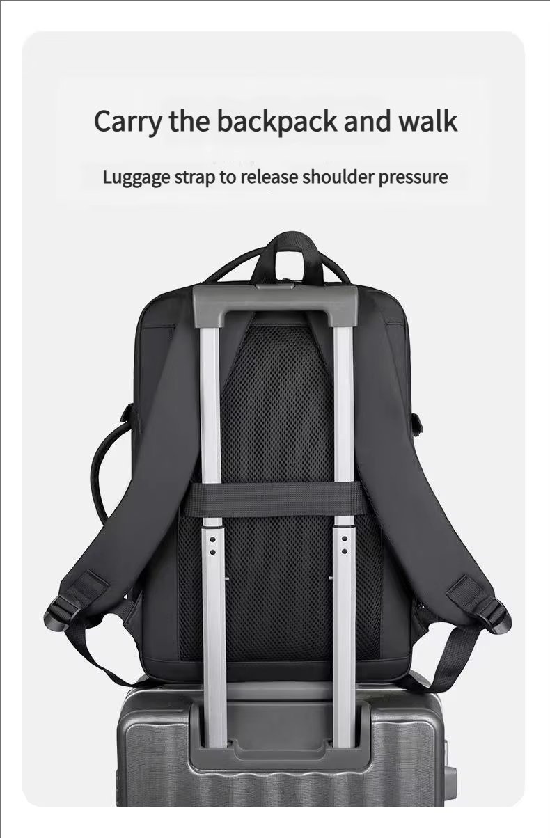 Water-Resistant USB Modern Business Travel PU Leather Laptop Backpack product detail