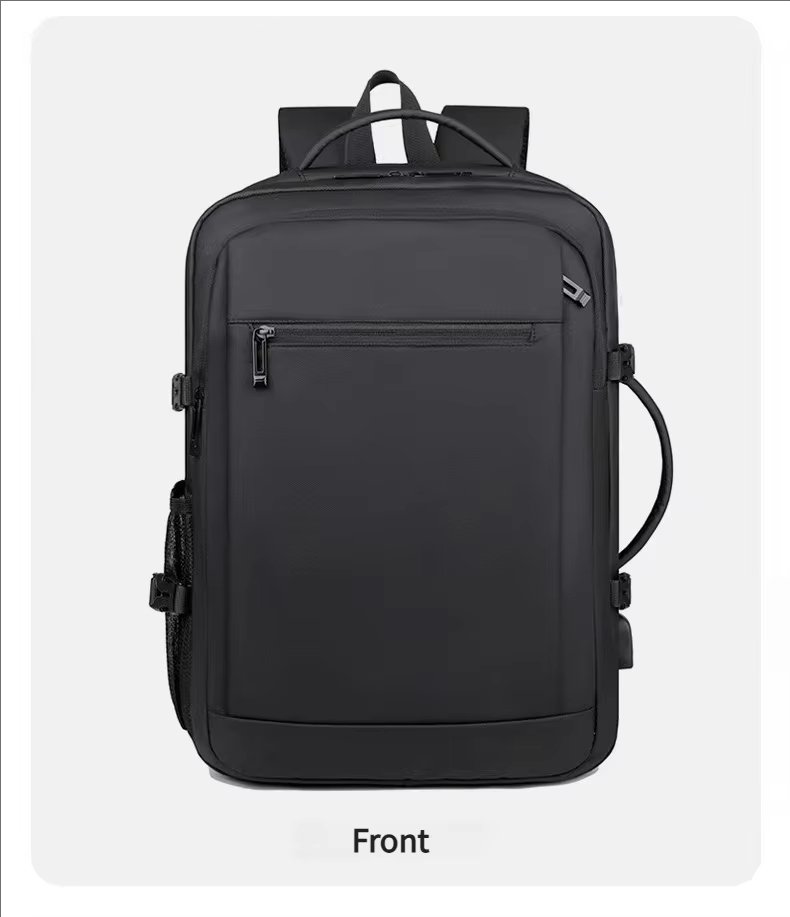 Water-Resistant USB Modern Business Travel PU Leather Laptop Backpack product detail