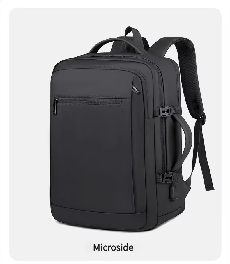 Water-Resistant USB Modern Business Travel PU Leather Laptop Backpack product detail
