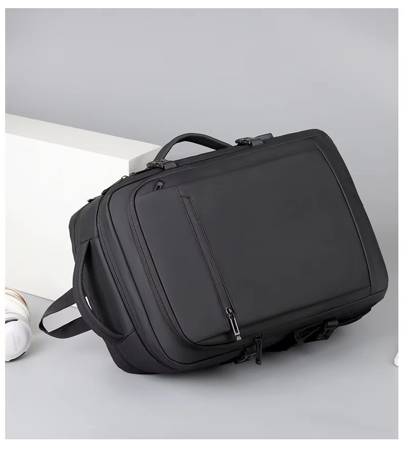 Water-Resistant USB Modern Business Travel PU Leather Laptop Backpack product detail