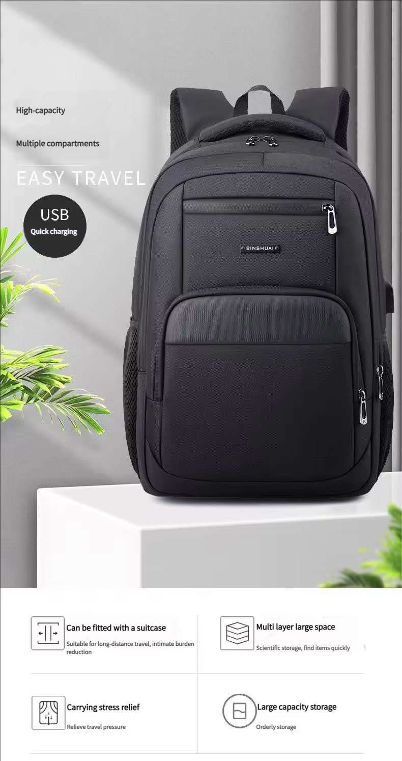 Anti-Theft Water-Resistant Large Capacity USB Business Nylon Laptop Backpack product detail