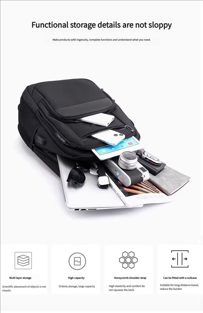 Anti-Theft Water-Resistant Large Capacity USB Business Nylon Laptop Backpack product detail