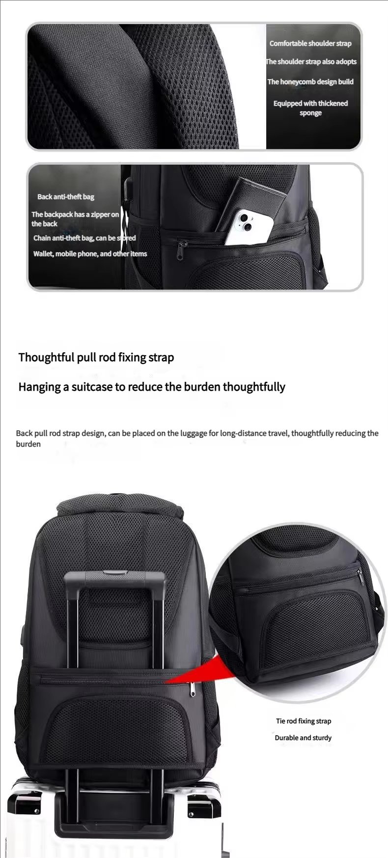 Anti-Theft Water-Resistant Large Capacity USB Business Nylon Laptop Backpack product detail