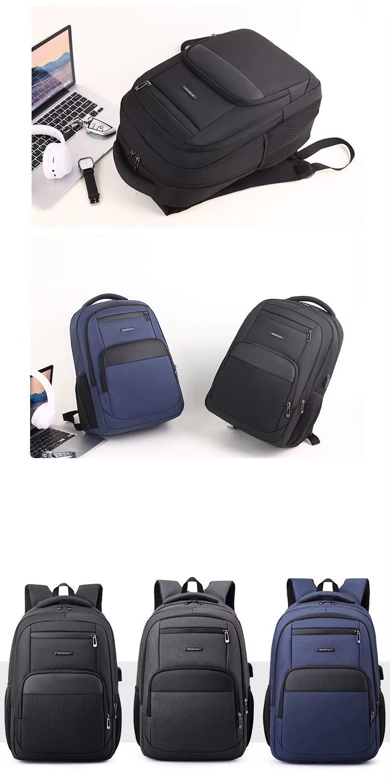 Anti-Theft Water-Resistant Large Capacity USB Business Nylon Laptop Backpack product detail