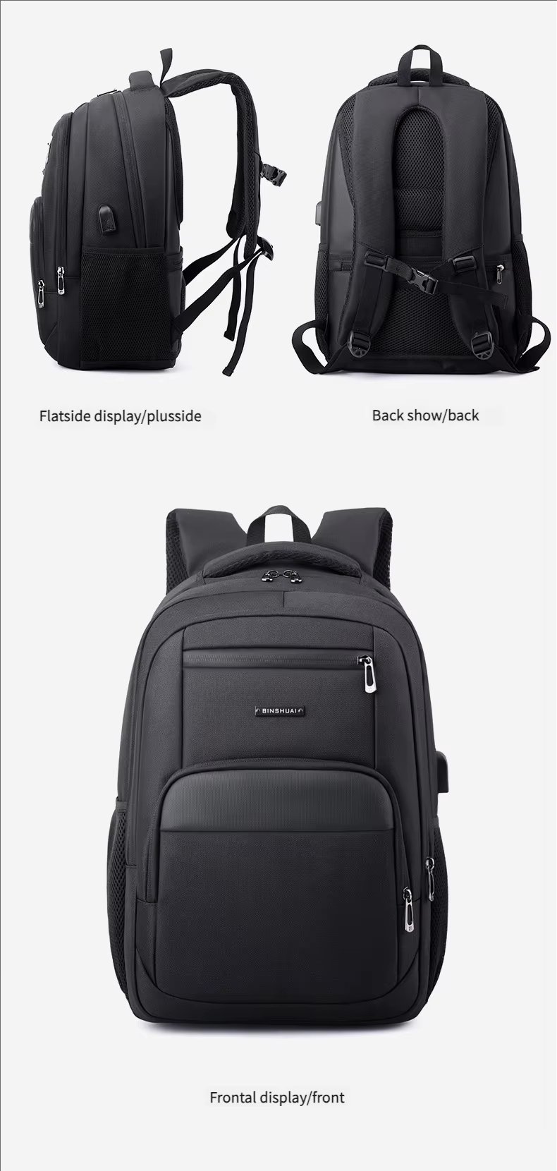 Anti-Theft Water-Resistant Large Capacity USB Business Nylon Laptop Backpack product detail