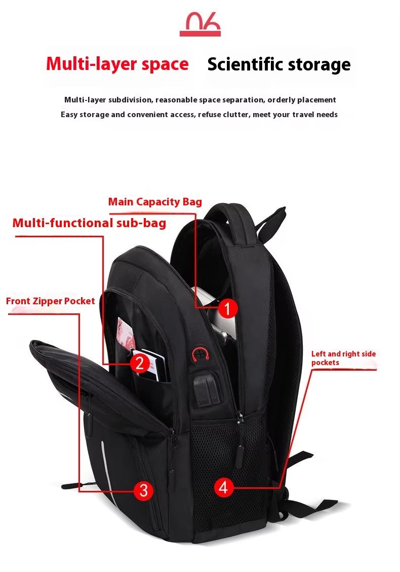 Anti-Theft Large Capacity USB Outdoor Business Oxford Laptop Backpack product detail