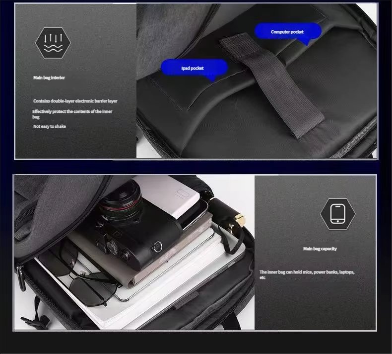 Water-Resistant Lightweight USB Modern Business Nylon Laptop Backpack product detail