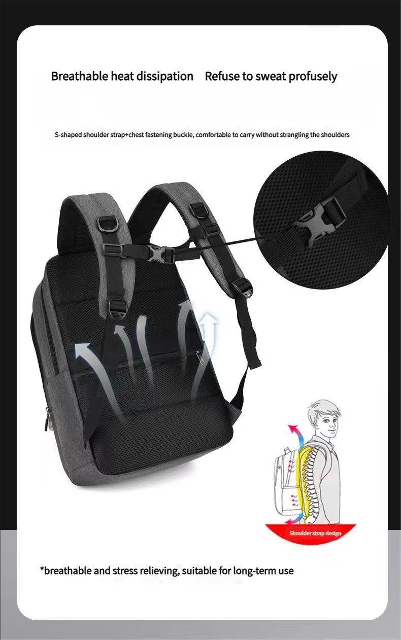 Water-Resistant Lightweight USB Modern Business Nylon Laptop Backpack product detail