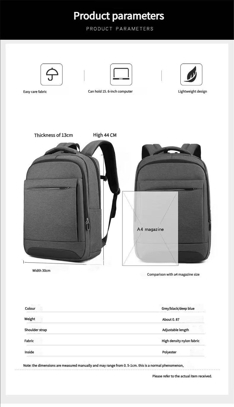 Water-Resistant Lightweight USB Modern Business Nylon Laptop Backpack product detail