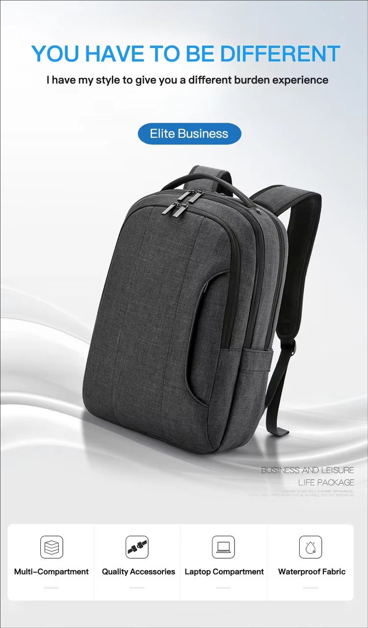 Custom Logo Business Laptop Backpack Lightweight College Student School Bag Waterproof Durable Travel Rucksack detail image