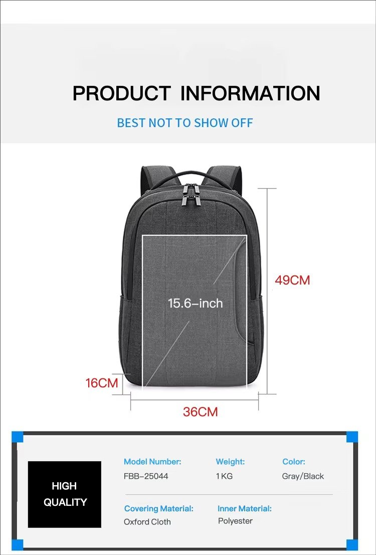 Custom Logo Business Laptop Backpack Lightweight College Student School Bag Waterproof Durable Travel Rucksack detail image