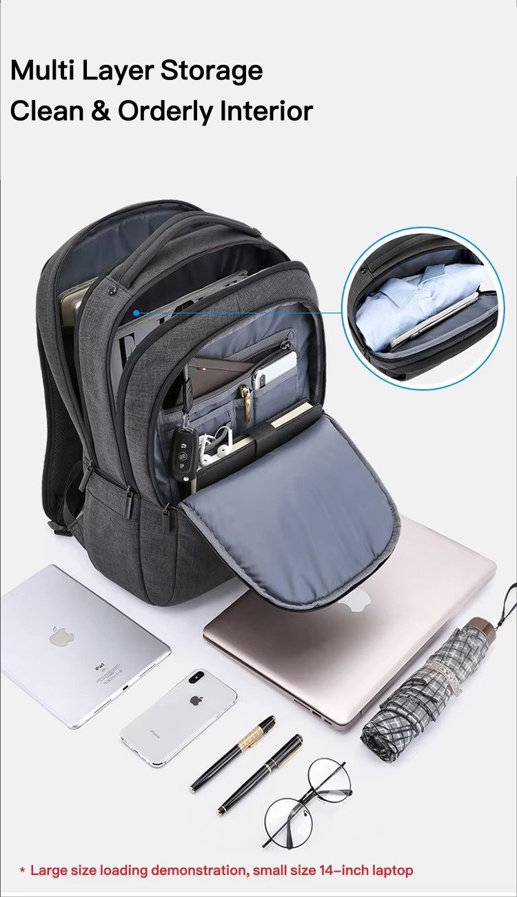 Custom Logo Business Laptop Backpack Lightweight College Student School Bag Waterproof Durable Travel Rucksack detail image