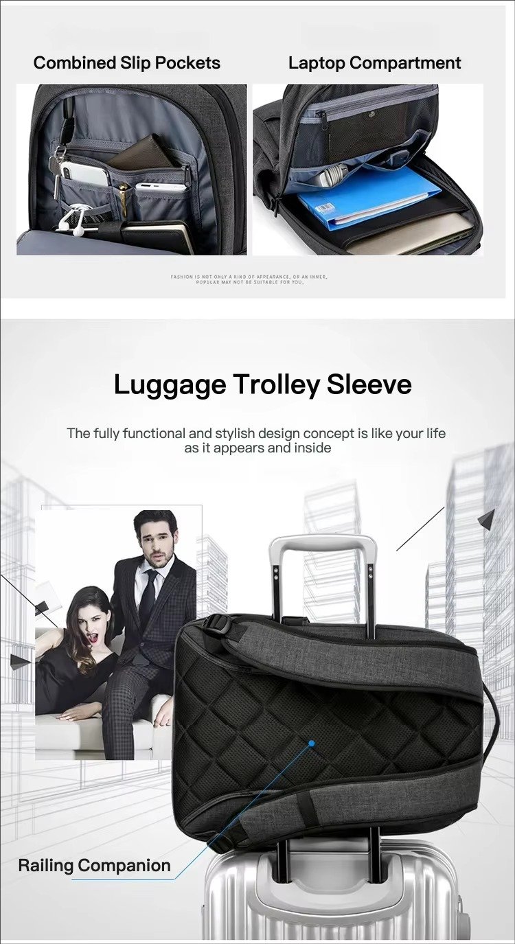 Custom Logo Business Laptop Backpack Lightweight College Student School Bag Waterproof Durable Travel Rucksack detail image