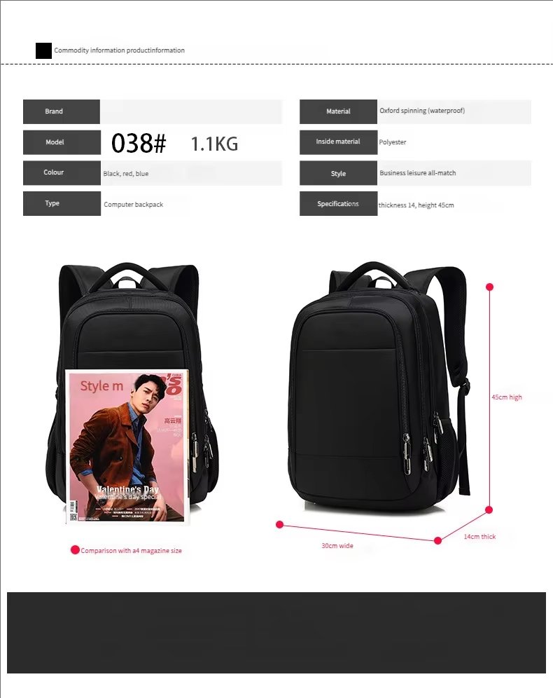 Water-Resistant Large Capacity Business Travel School Oxford Laptop Backpack product detail