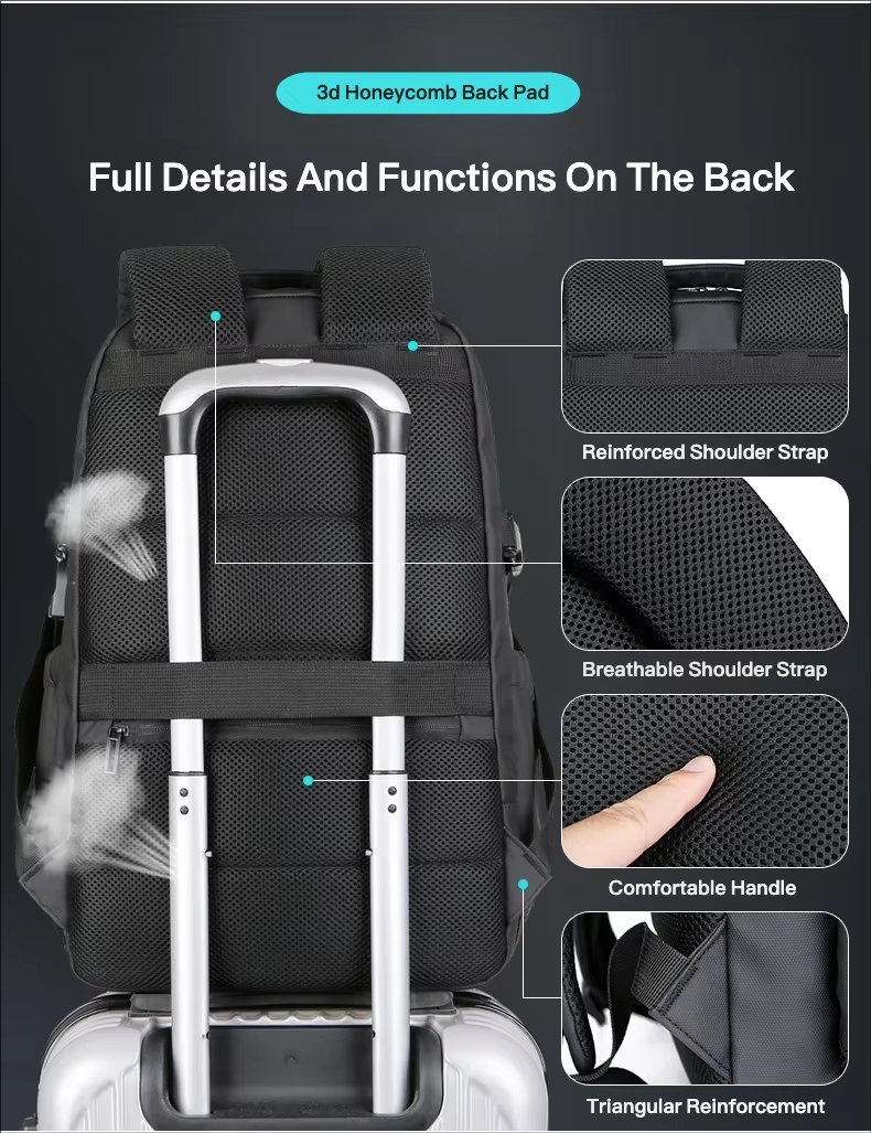 Anti-Theft Water-Resistant Large Capacity USB Business PU Leather Laptop Backpack product detail