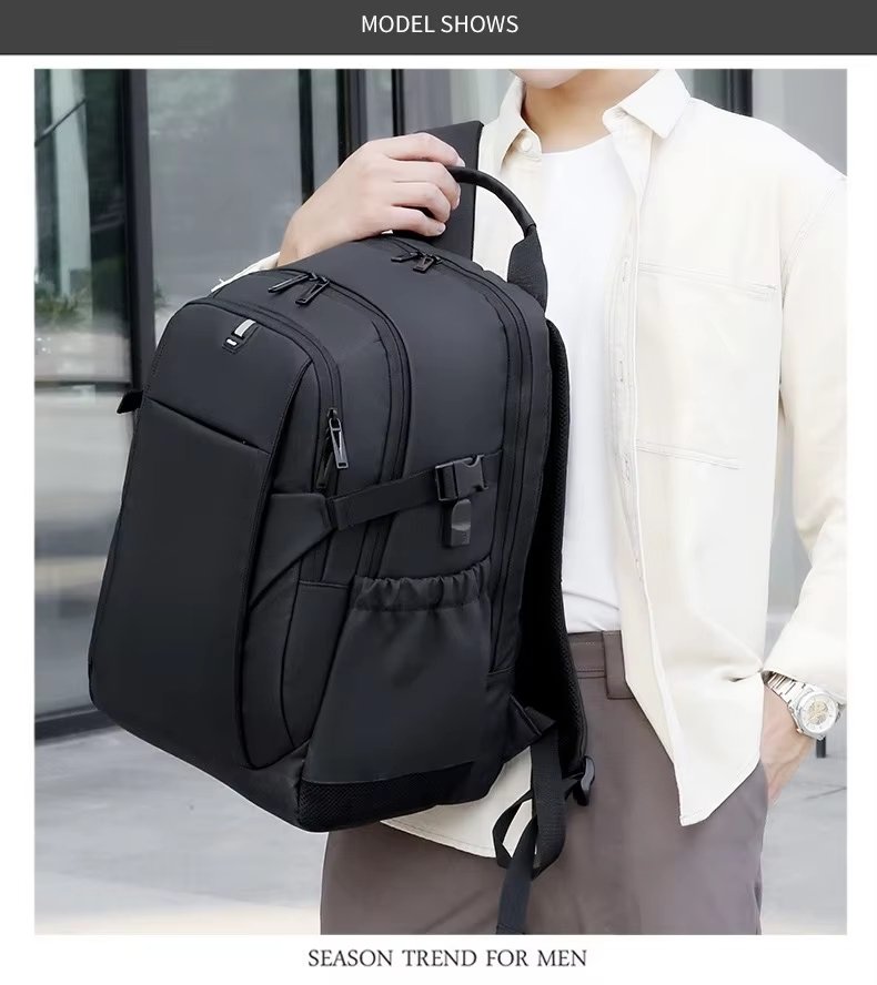 Anti-Theft Water-Resistant Large Capacity USB Business PU Leather Laptop Backpack product detail