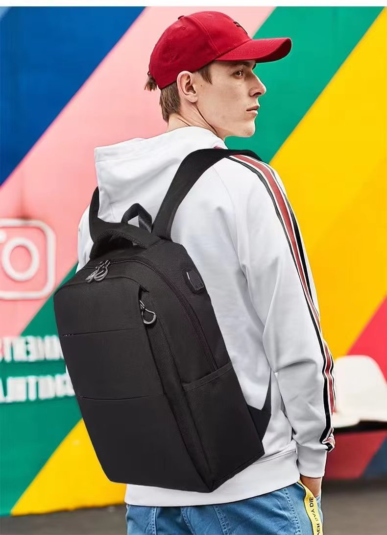 Large Capacity USB Business Travel School Nylon Laptop Backpack product detail