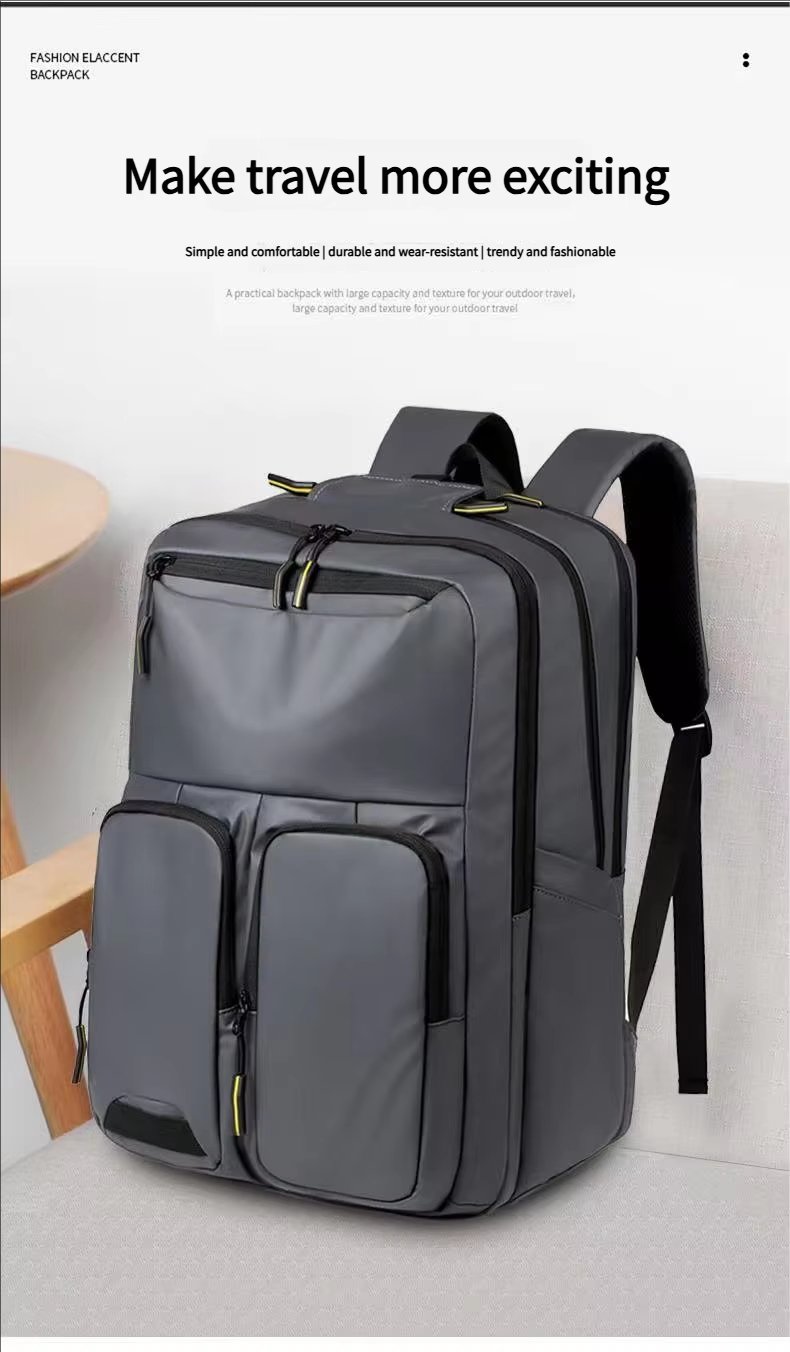 Water-Resistant Large Capacity Modern Business Travel PU Leather Laptop Backpack product detail