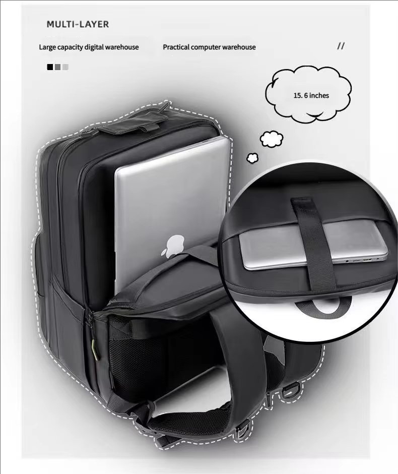 Water-Resistant Large Capacity Modern Business Travel PU Leather Laptop Backpack product detail