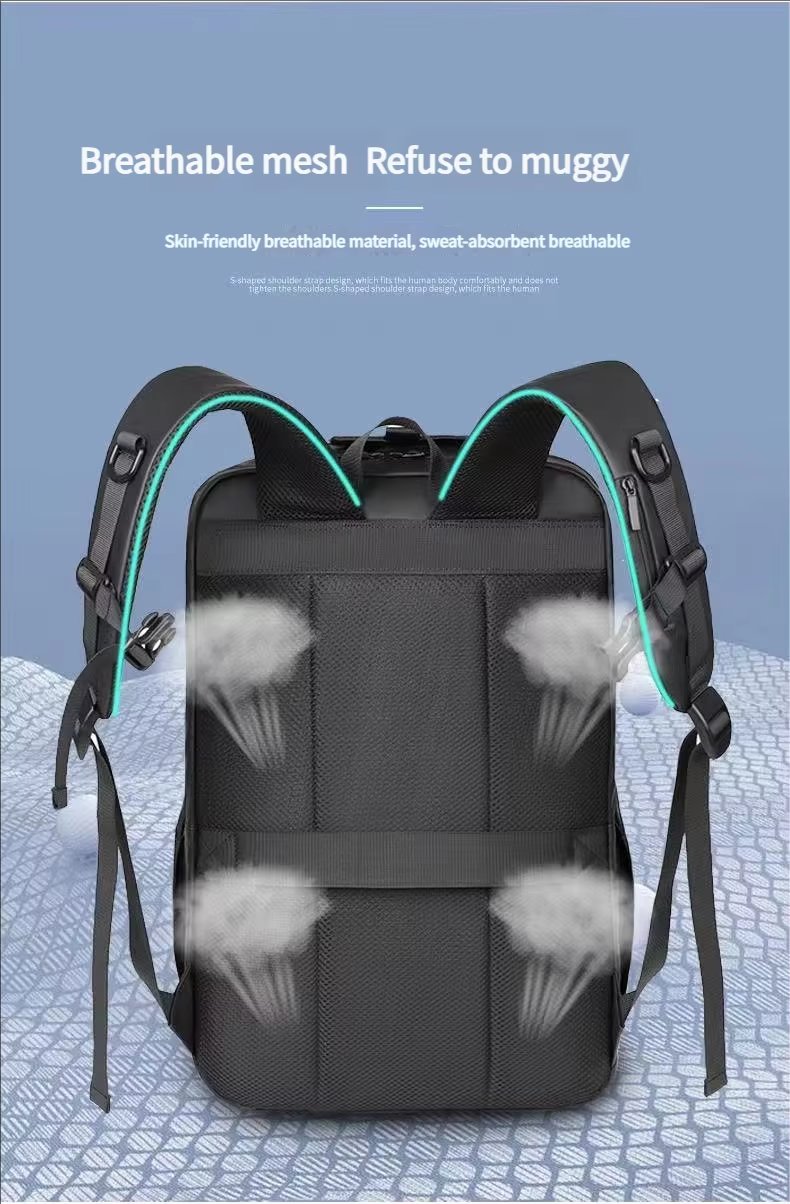 Water-Resistant Large Capacity Modern Business Travel PU Leather Laptop Backpack product detail