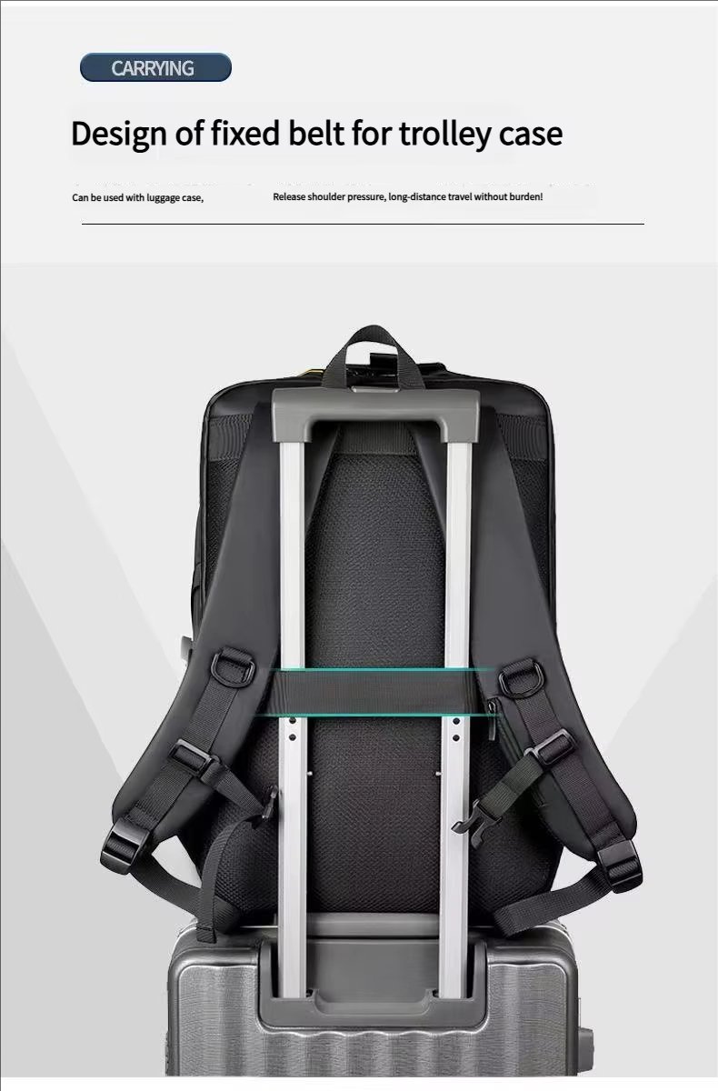 Water-Resistant Large Capacity Modern Business Travel PU Leather Laptop Backpack product detail