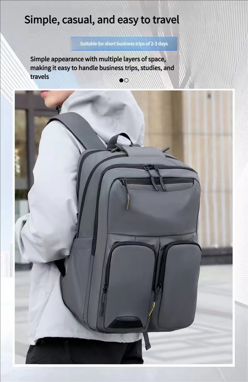 Water-Resistant Large Capacity Modern Business Travel PU Leather Laptop Backpack product detail