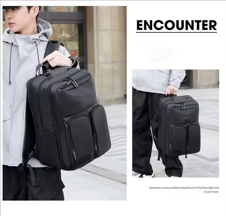 Water-Resistant Large Capacity Modern Business Travel PU Leather Laptop Backpack product detail