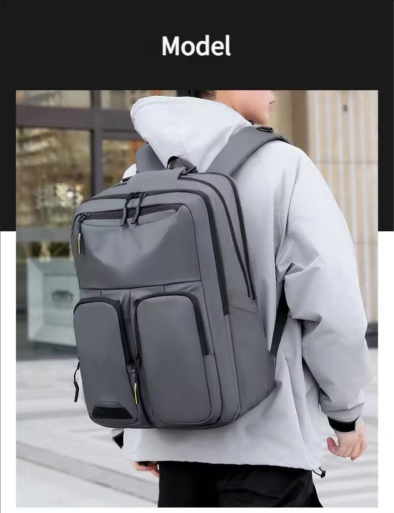 Water-Resistant Large Capacity Modern Business Travel PU Leather Laptop Backpack product detail