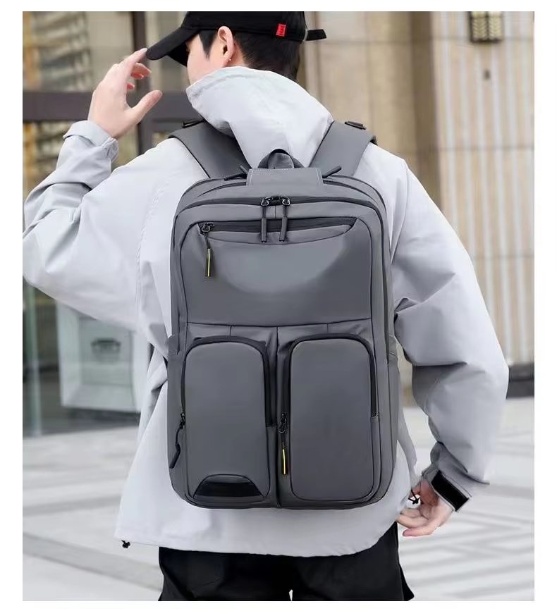 Water-Resistant Large Capacity Modern Business Travel PU Leather Laptop Backpack product detail