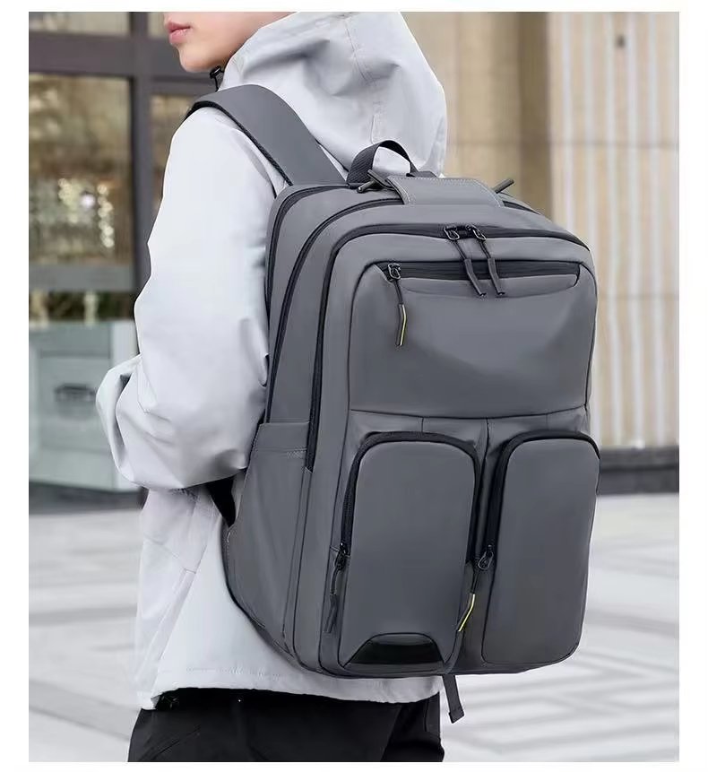 Water-Resistant Large Capacity Modern Business Travel PU Leather Laptop Backpack product detail
