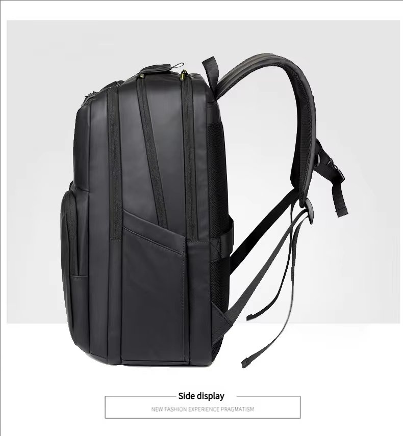 Water-Resistant Large Capacity Modern Business Travel PU Leather Laptop Backpack product detail