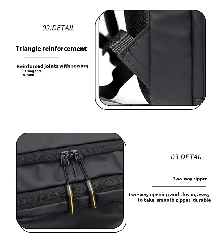Water-Resistant Large Capacity Modern Business Travel PU Leather Laptop Backpack product detail