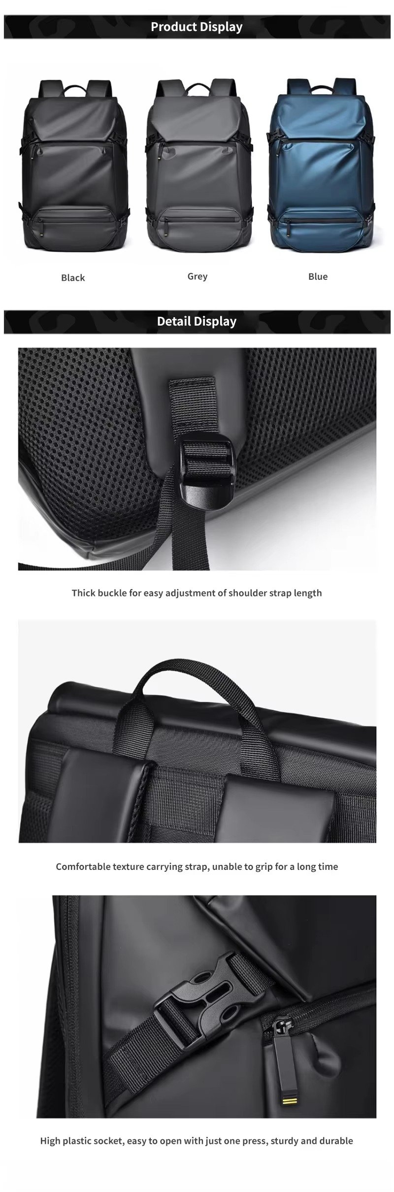 Custom Logo 2 In 1 Large Capacity Laptop Backpack with Detachable Removable Crossbody Sling Bag For Business Travel Daily Sports detail image