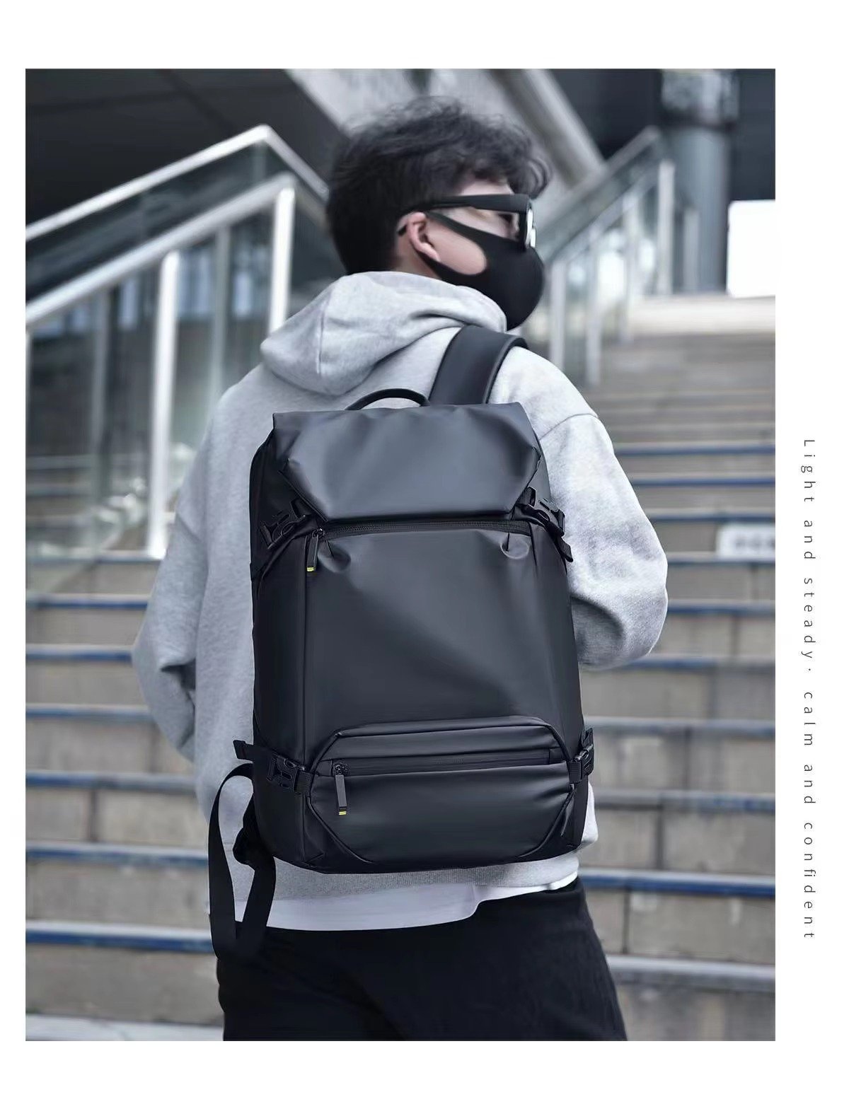 Custom Logo 2 In 1 Large Capacity Laptop Backpack with Detachable Removable Crossbody Sling Bag For Business Travel Daily Sports detail image