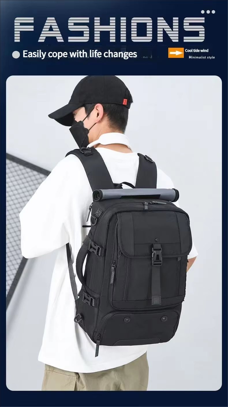 Water-Resistant Outdoor Travel School Casual Oxford Roll Top Backpack product detail