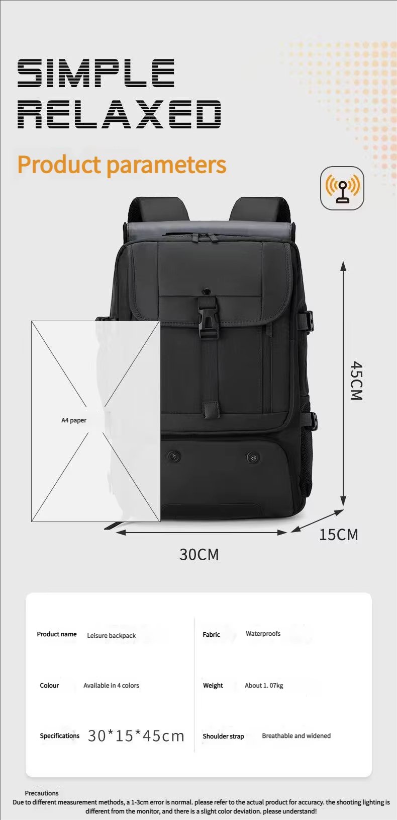 Water-Resistant Outdoor Travel School Casual Oxford Roll Top Backpack product detail