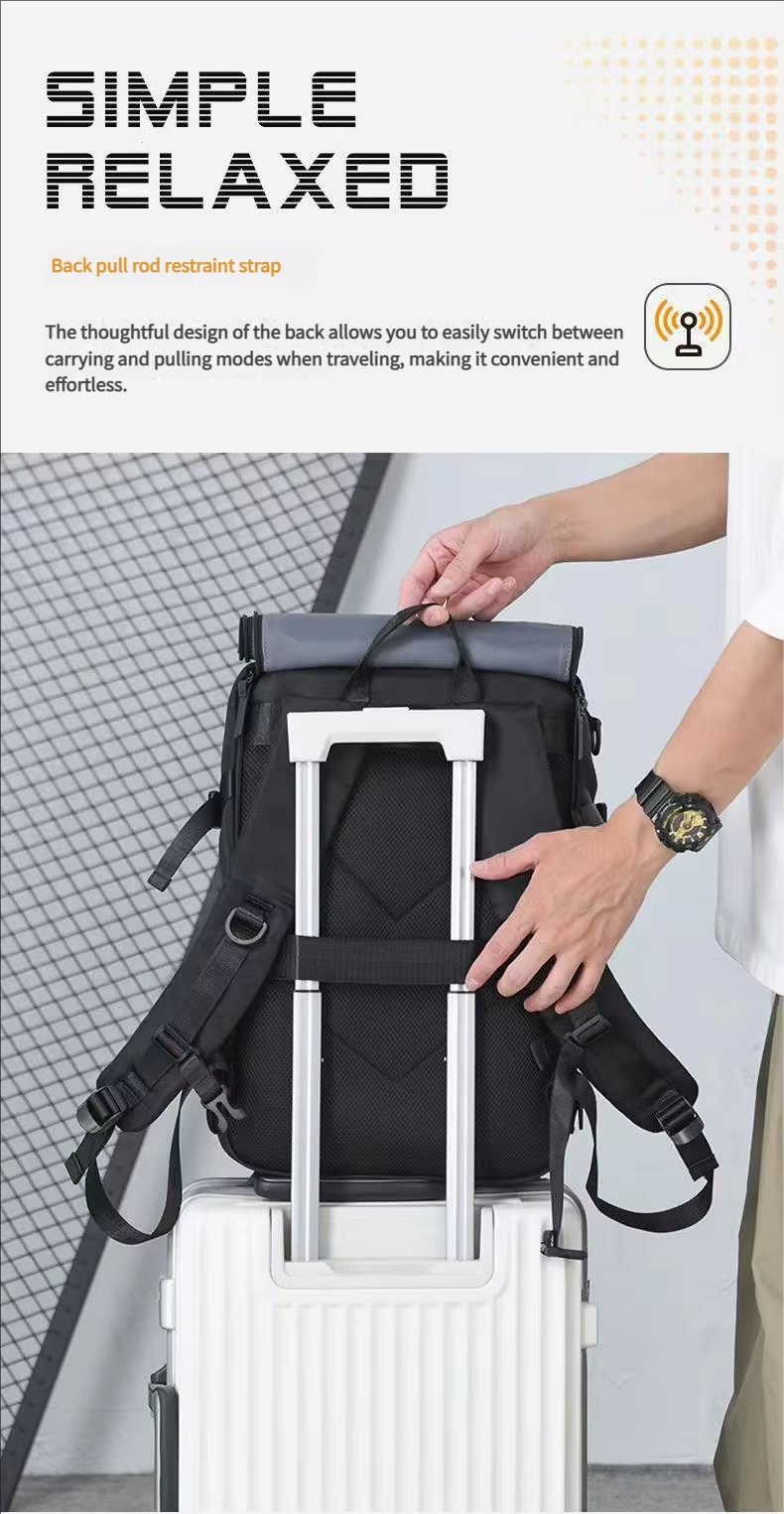 Water-Resistant Outdoor Travel School Casual Oxford Roll Top Backpack product detail
