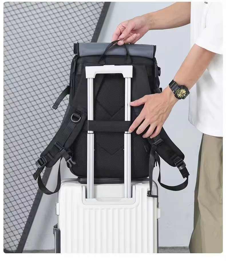 Water-Resistant Outdoor Travel School Casual Oxford Roll Top Backpack product detail