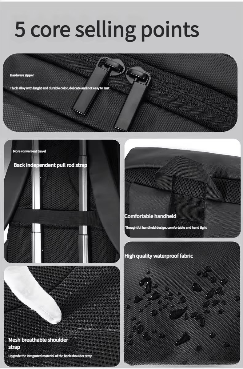 Water-Resistant Large Capacity Travel School PU Leather Sling Backpack product detail